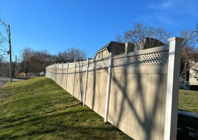 Vinyl fence by Fence Imperial, showcasing a sleek and modern design with low-maintenance features for a contemporary look.